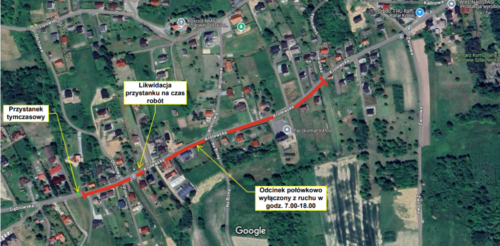 mapa robót drogowycg